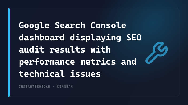 Google Search Console dashboard displaying SEO audit results with performance metrics and technical issues