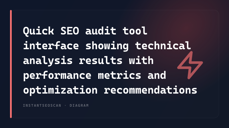 Quick SEO audit tool interface showing technical analysis results with performance metrics and optimization recommendations